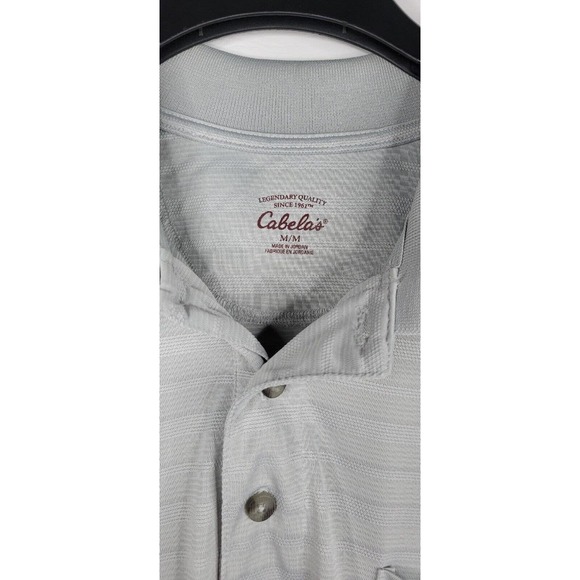 Cabelas Wick Advance Mens Polo Shirt Size M Gray Golf Athletic Short Sleeve - Picture 6 of 7